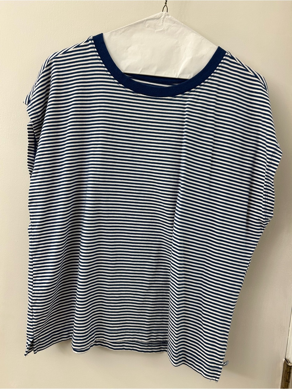 LOFT Navy and White Striped Short Sleeve Tee